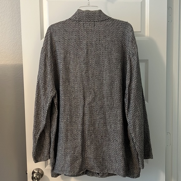 VTG Flax black & white 100% Linen jacket size large lagenlook long line preppy - Picture 6 of 10